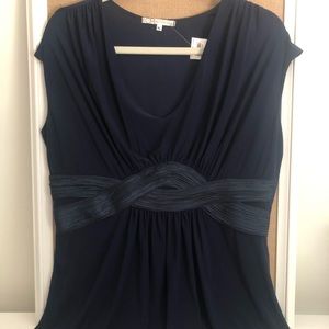 Navy Top with Satin Detail